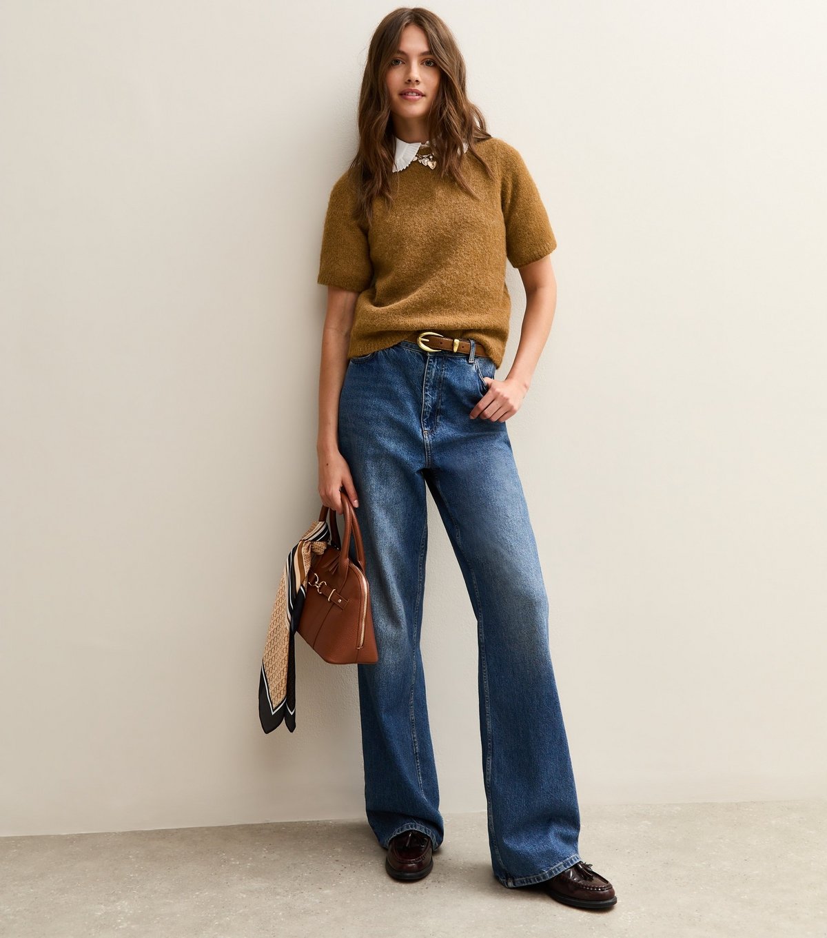 New Look Women's Tan Short Sleeve Knit Top New Look - 4