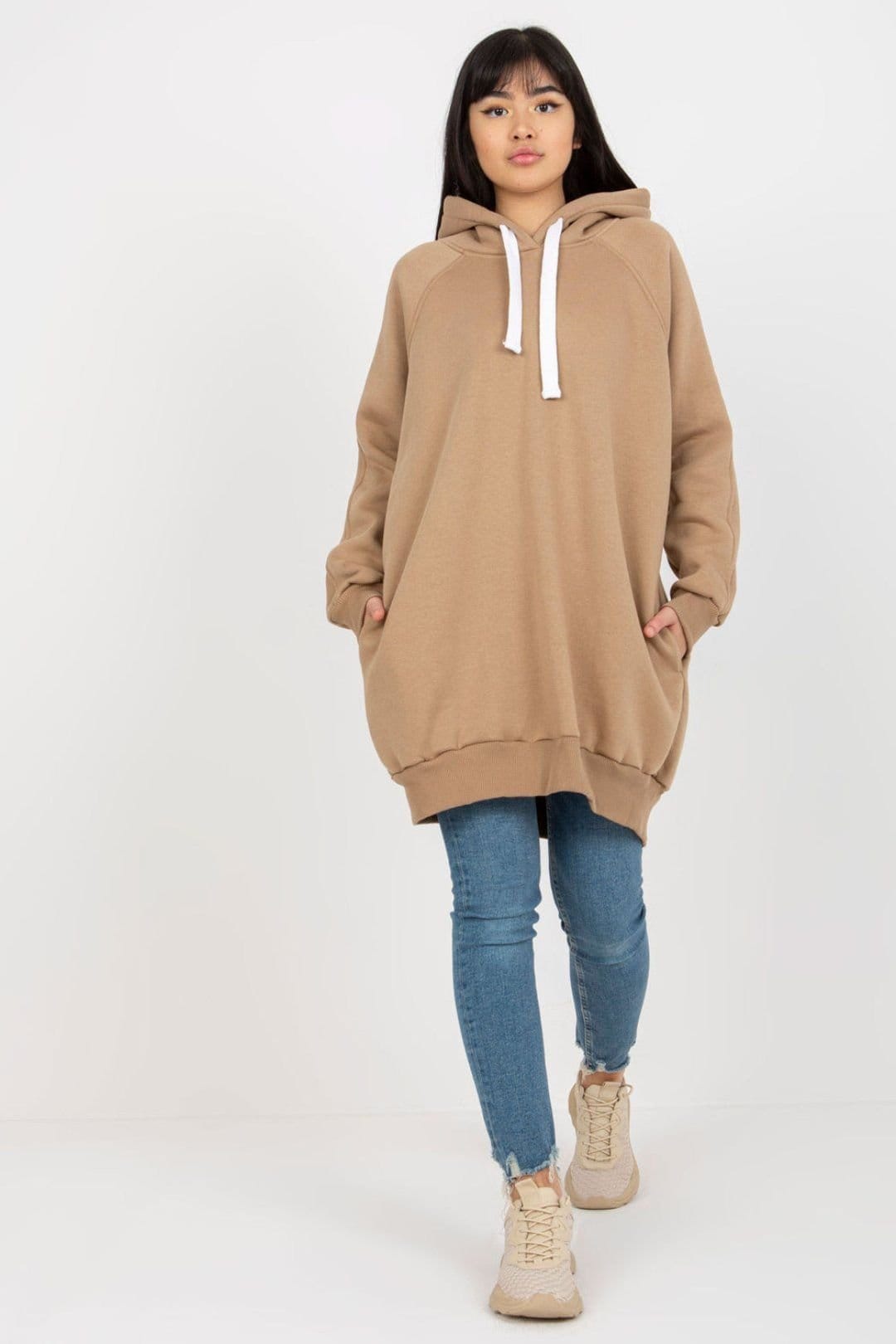 Love Lace Beige Cotton/Polyester Hooded Sweatshirt