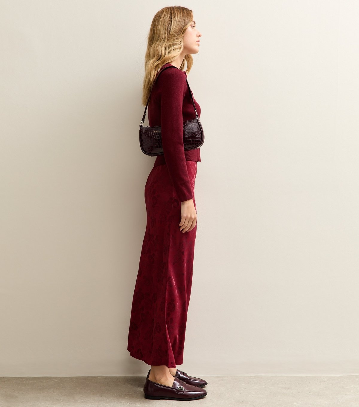 New Look Women's Burgundy Floral Maxi Slip Skirt New Look - 3