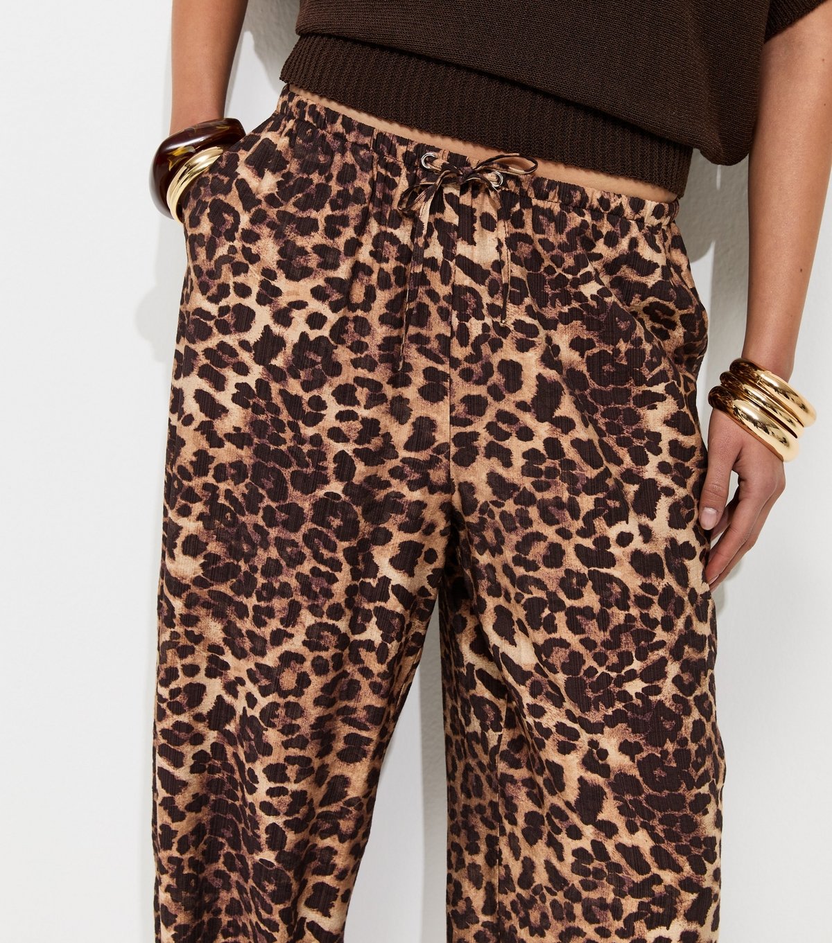 New Look Women's Brown Animal Print Cuffed Trousers New Look - 2
