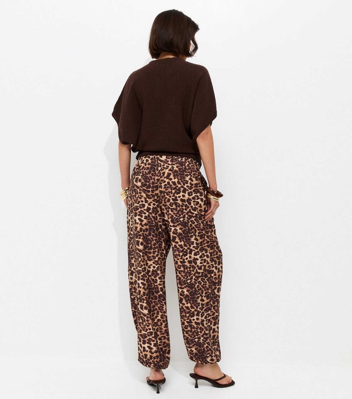 New Look Women's Brown Animal Print Cuffed Trousers New Look - 4
