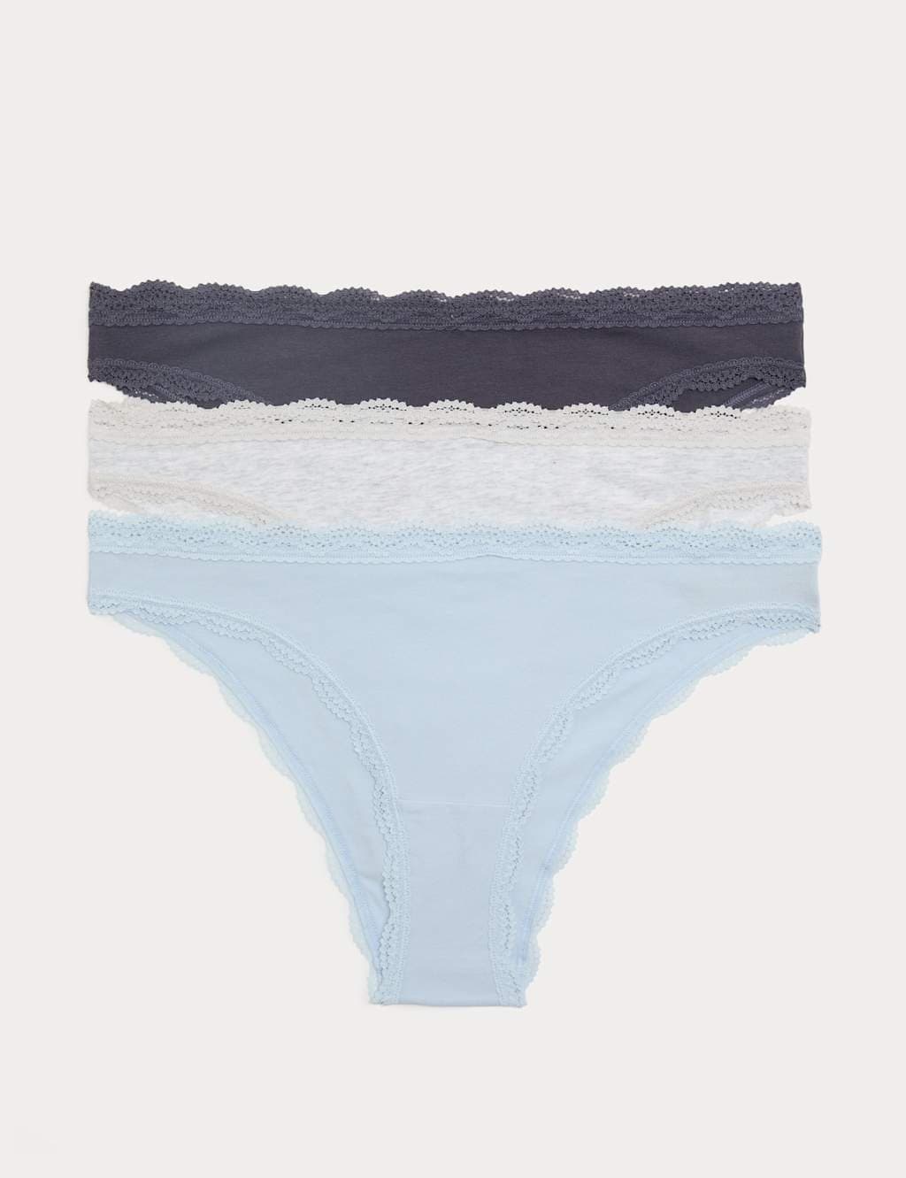 Marks & Spencer M&S 3 Pack Cotton Rich Brazilian Knickers Grey Mix