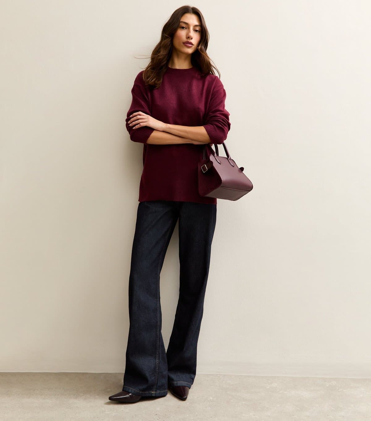 New Look Women's Tall Navy Denim Self Tie Drawcord Waist Wide Leg Jeans New Look