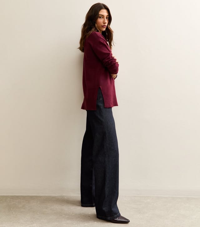 New Look Women's Tall Navy Denim Self Tie Drawcord Waist Wide Leg Jeans New Look - 3