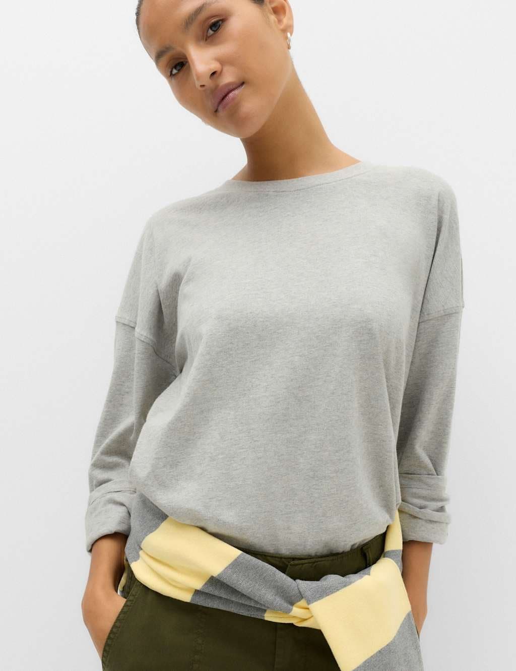 Marks & Spencer M&S Pure Cotton Top Grey Marl