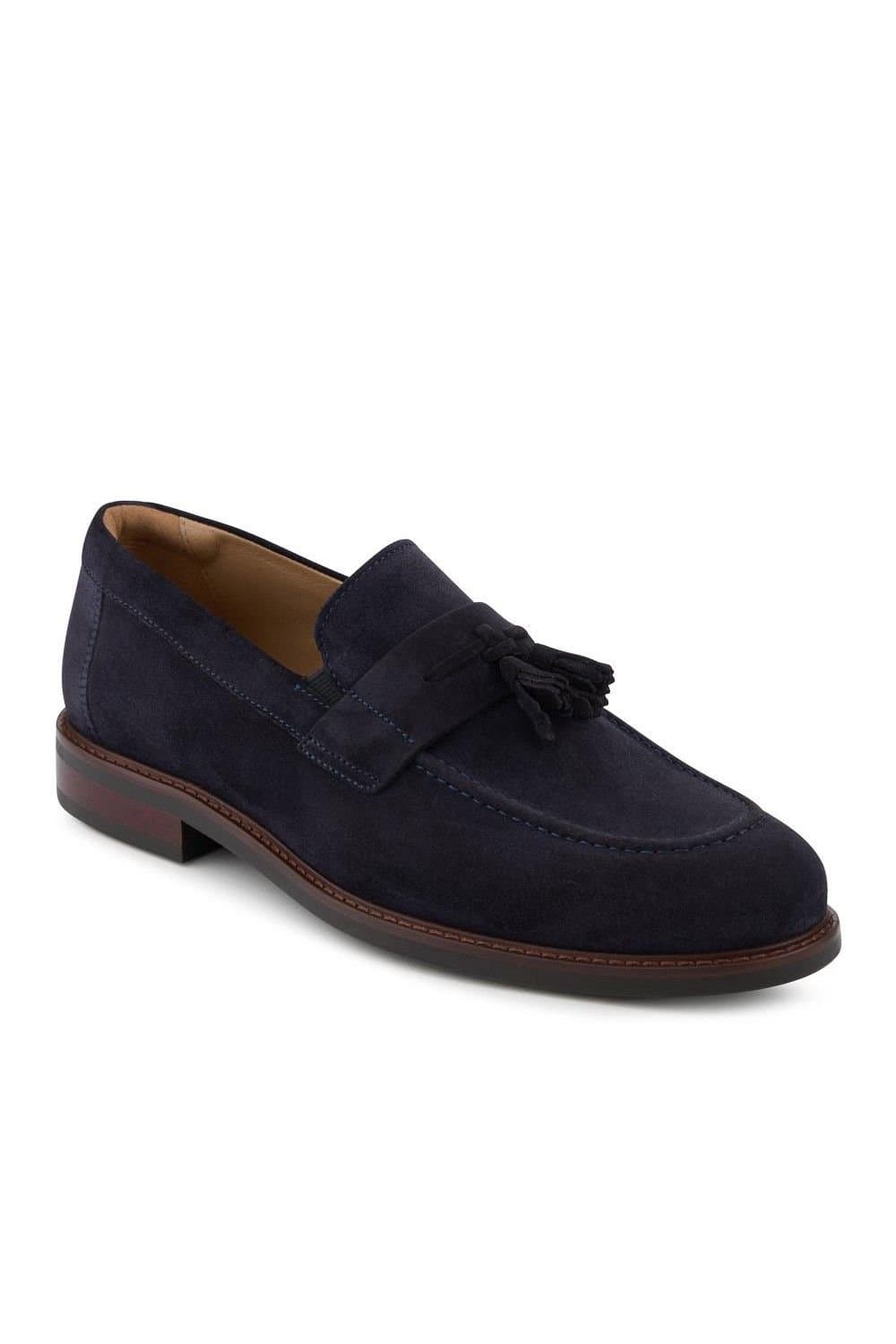 Jones Bootmaker Jones Bootmaker Men's Rodrigo Wide-Fit Leather Tassel Loafers in Navy