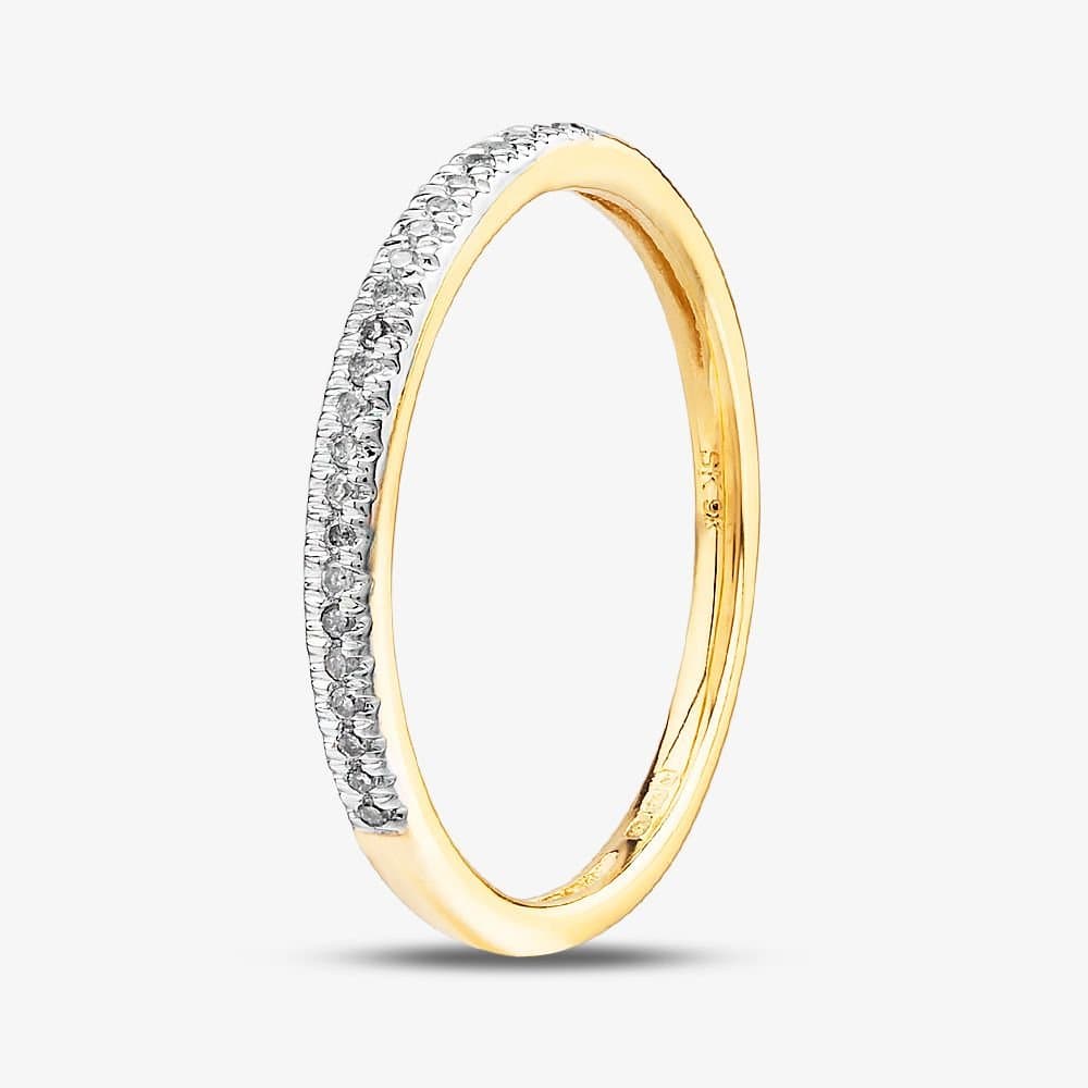 T.H.Baker T.H.Baker Women's 9ct Yellow Gold 0.08ct Diamond Half Eternity Ring