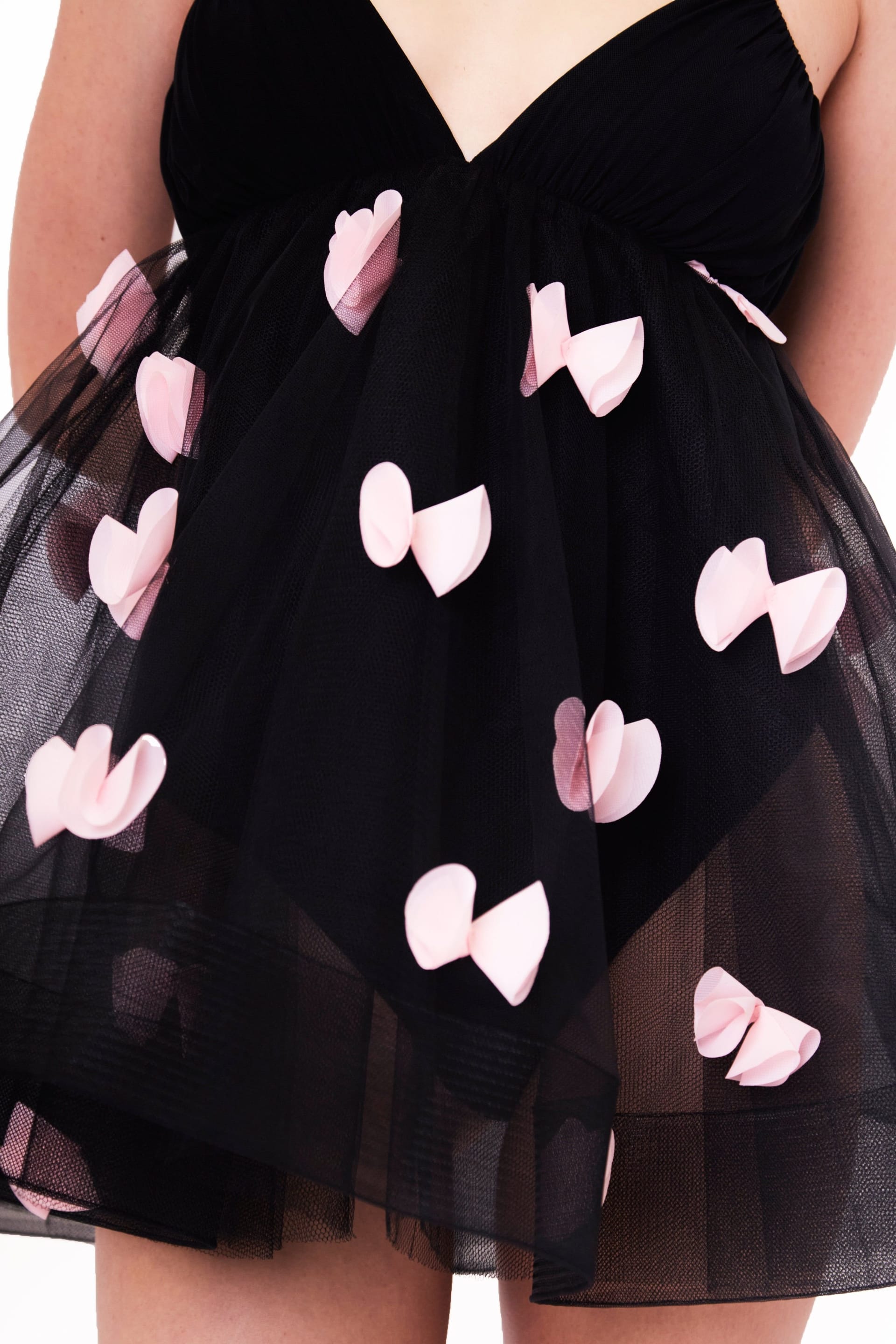 Jaded Rose Jaded Rose Women's Loli Black & Pink 3D Floral Mini Babydoll Dress - 4