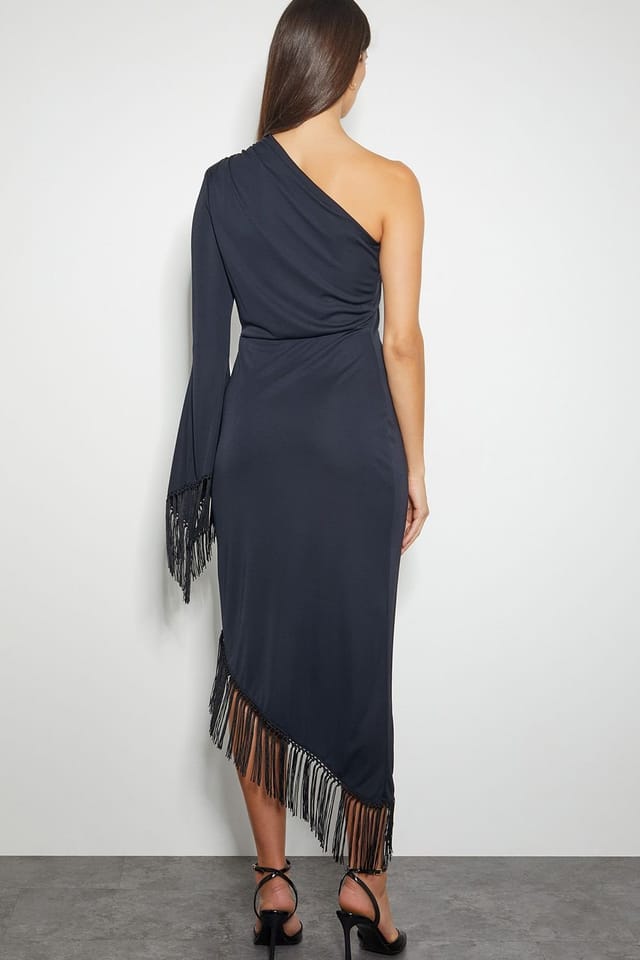 Monsoon Monsoon Women's Toria Fringe Jersey Dress Black - 3