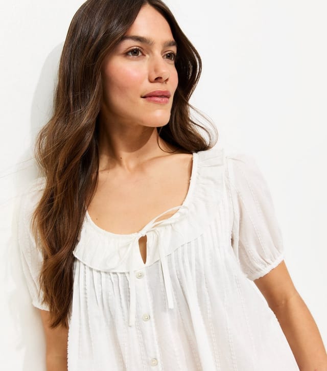 New Look Women's Petite White Scoop Tie Neck Blouse New Look - 2