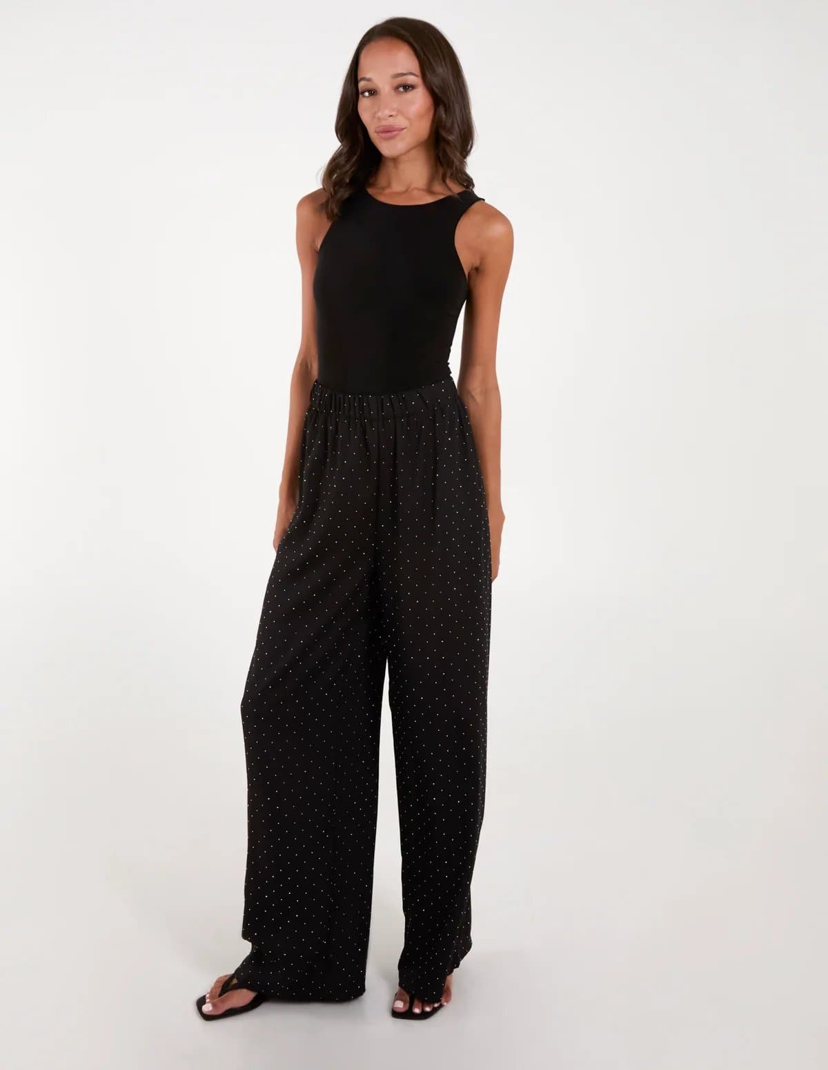 Blue Vanilla Studded High Waist Trousers