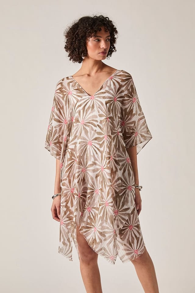 James Lakeland James Lakeland Women's Beige Retro Floral Kaftan - 3