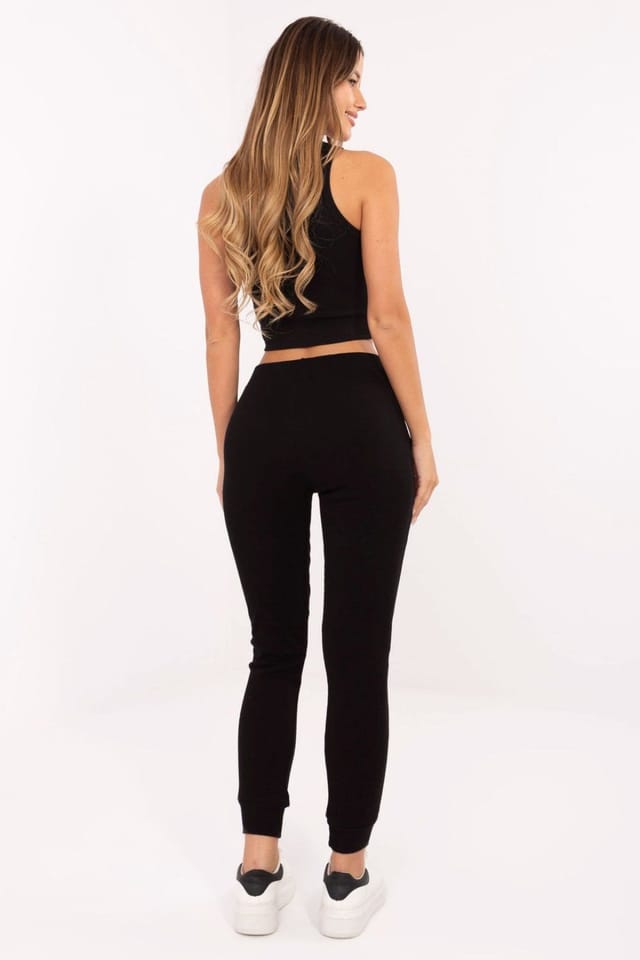 Love Lace Love Lace Women's Casual Cotton Elastane Sweatpants with Pockets Style 217292 in Black - 3