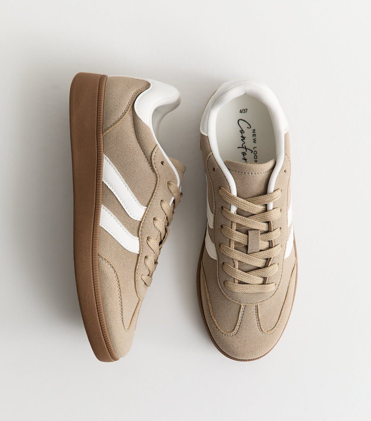 New Look Women's Camel Faux Suede Contrast Side Stripe Trainers New Look