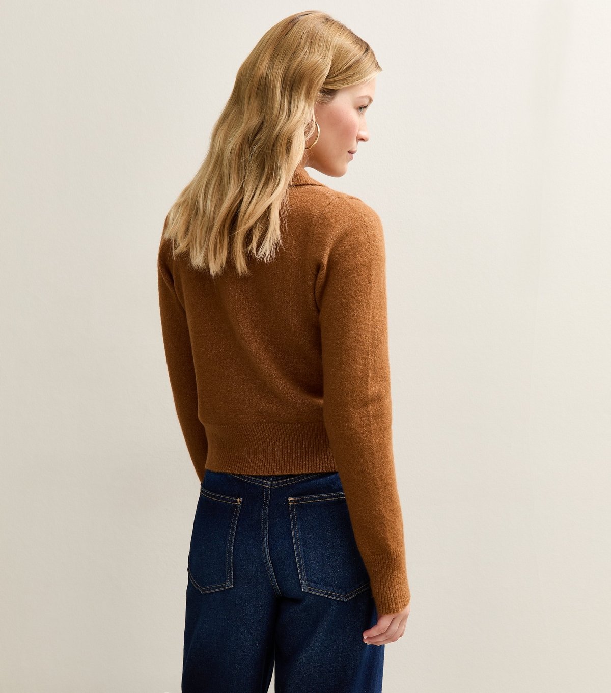 New Look Women's Tan Midweight Knit Collared Cardigan New Look - 4