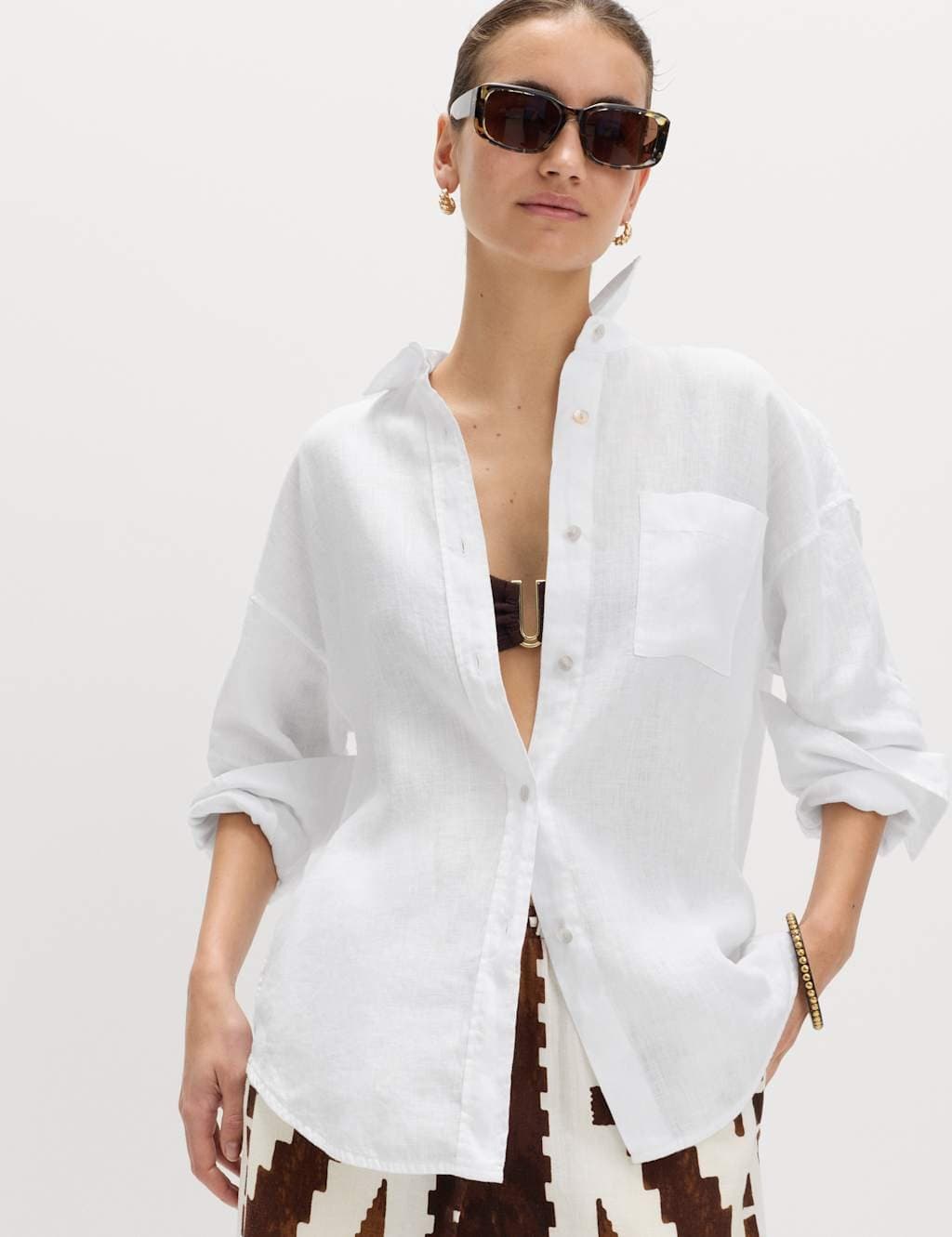 Marks & Spencer M&S Pure Linen Relaxed Shirt White