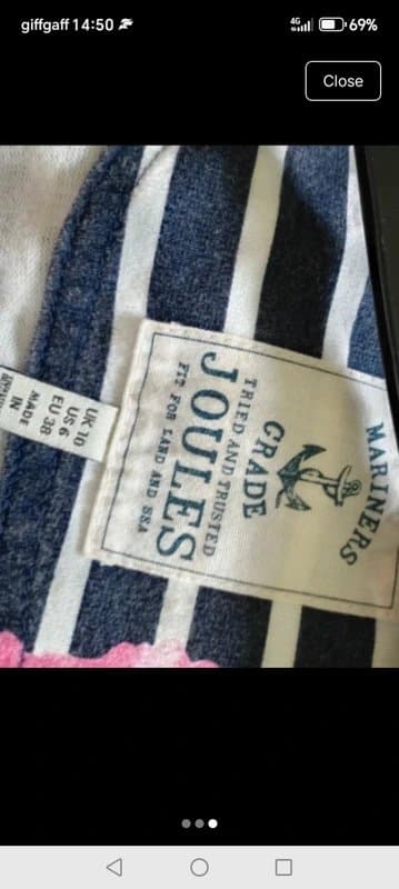 Joules Joules marina grade heavy cotton size 10 blue and white striped Floral jumper top