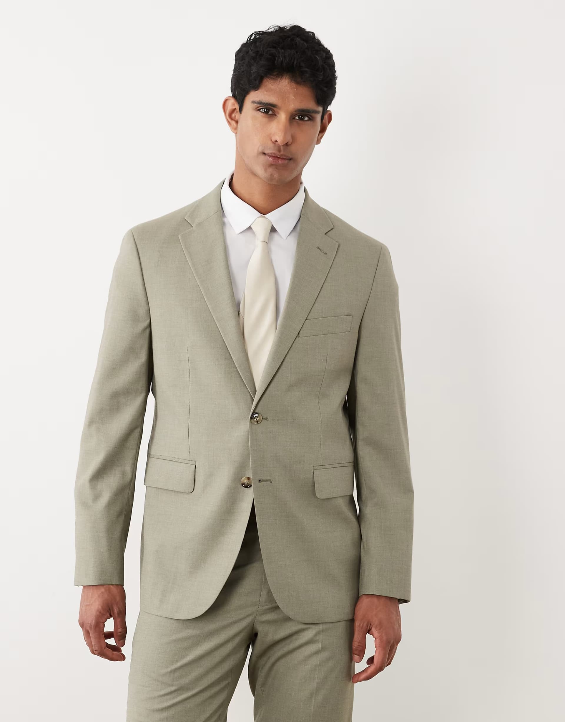 ASOS Mango Milan slim fit blazer co-ord in sage green
