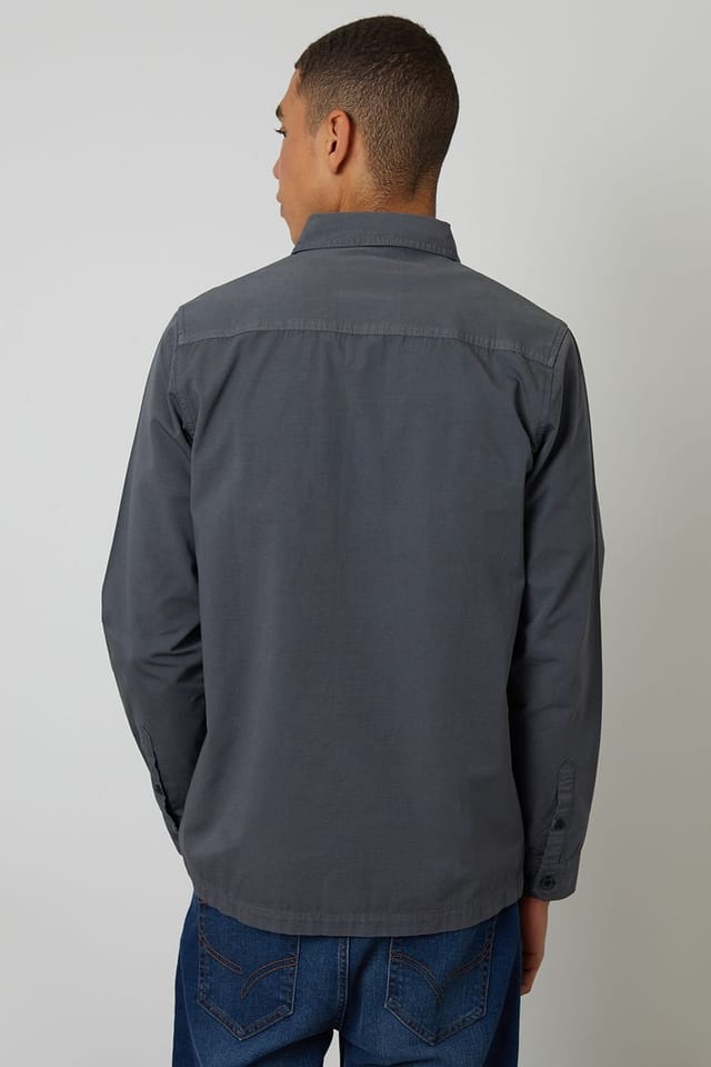 Threadbare Threadbare Men's Lightweight Cotton Shacket in Dark Grey - 2