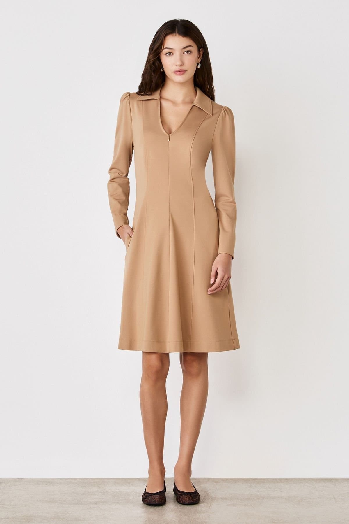 Finery London Finery London Camel Ponte Jersey Short Dress