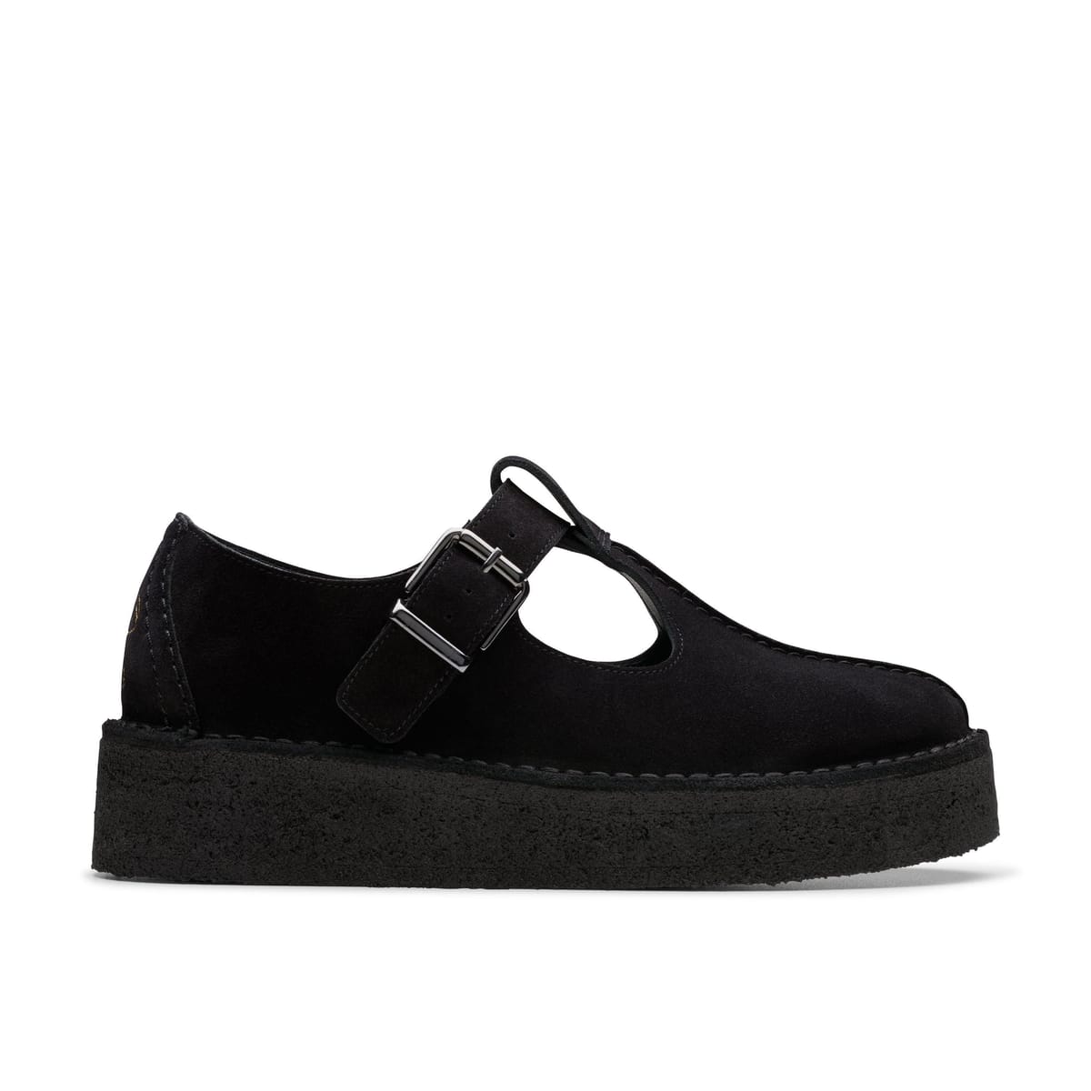 Clarks Clarks Women's Trek Wedge Tbar Black Suede T Bar Shoes - 1