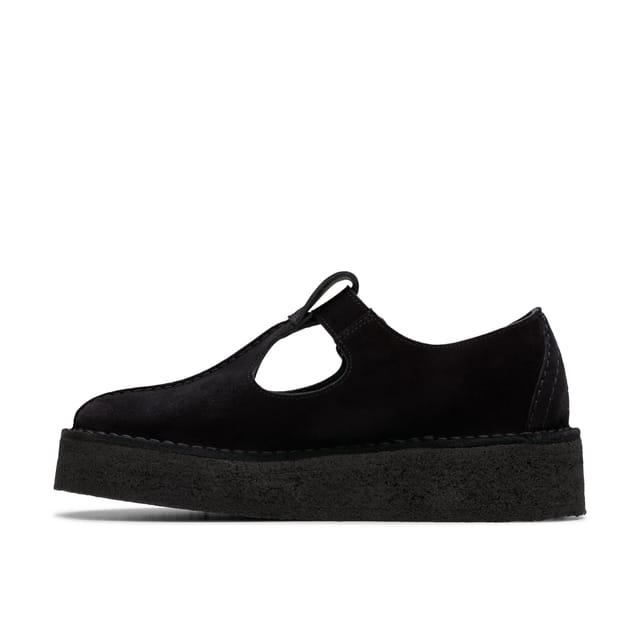 Clarks Clarks Women's Trek Wedge Tbar Black Suede T Bar Shoes - 2