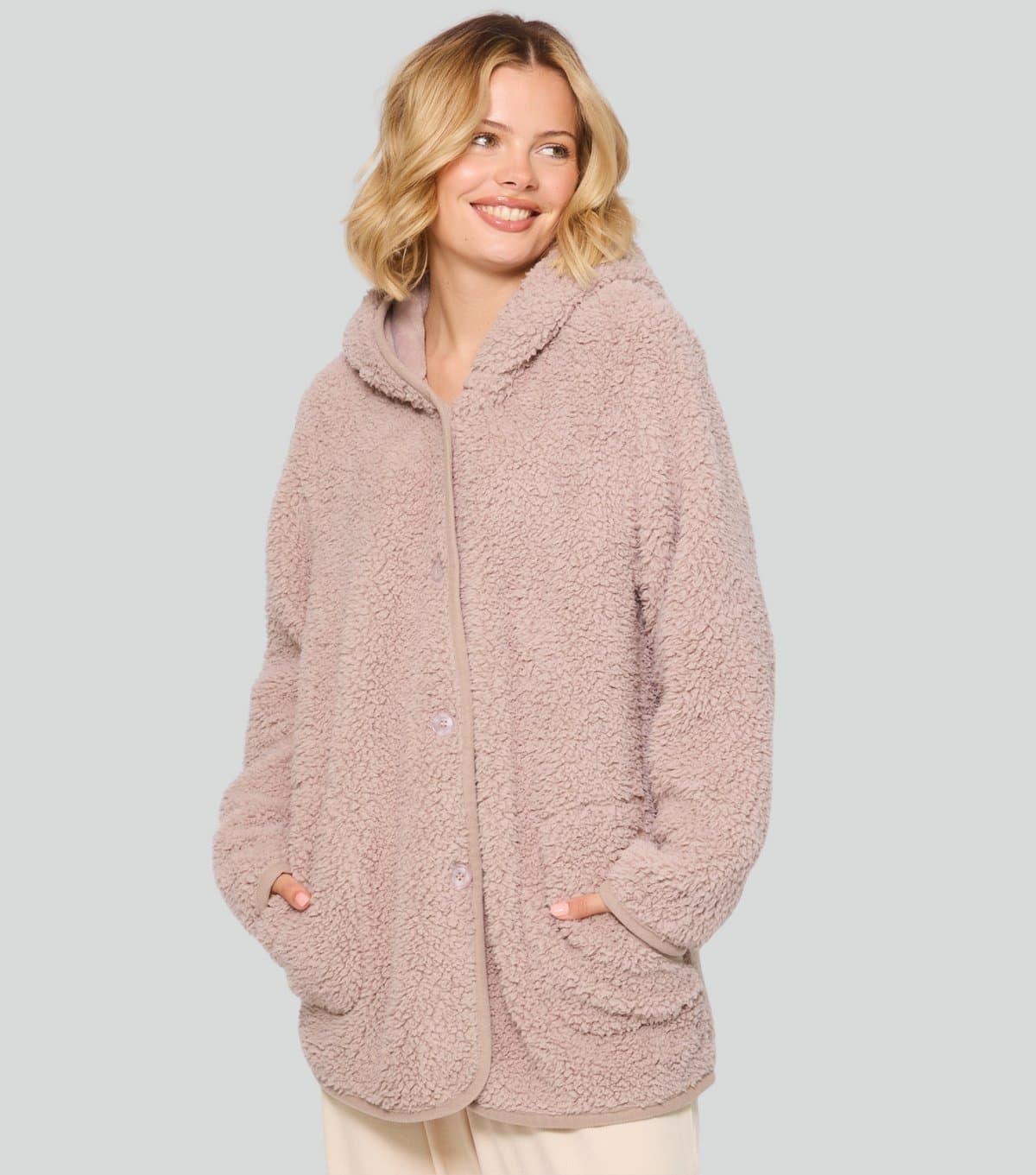 Loungeable Women's Brown Borg Hooded Cardigan Loungeable New Look