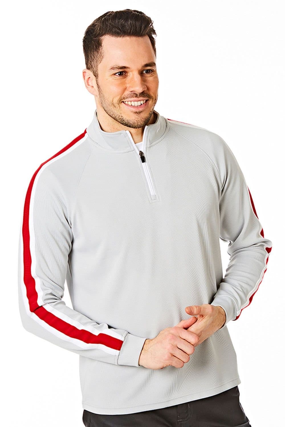 Under Par Under Par Grey Polyester Zip Neck Rib Mid Layer