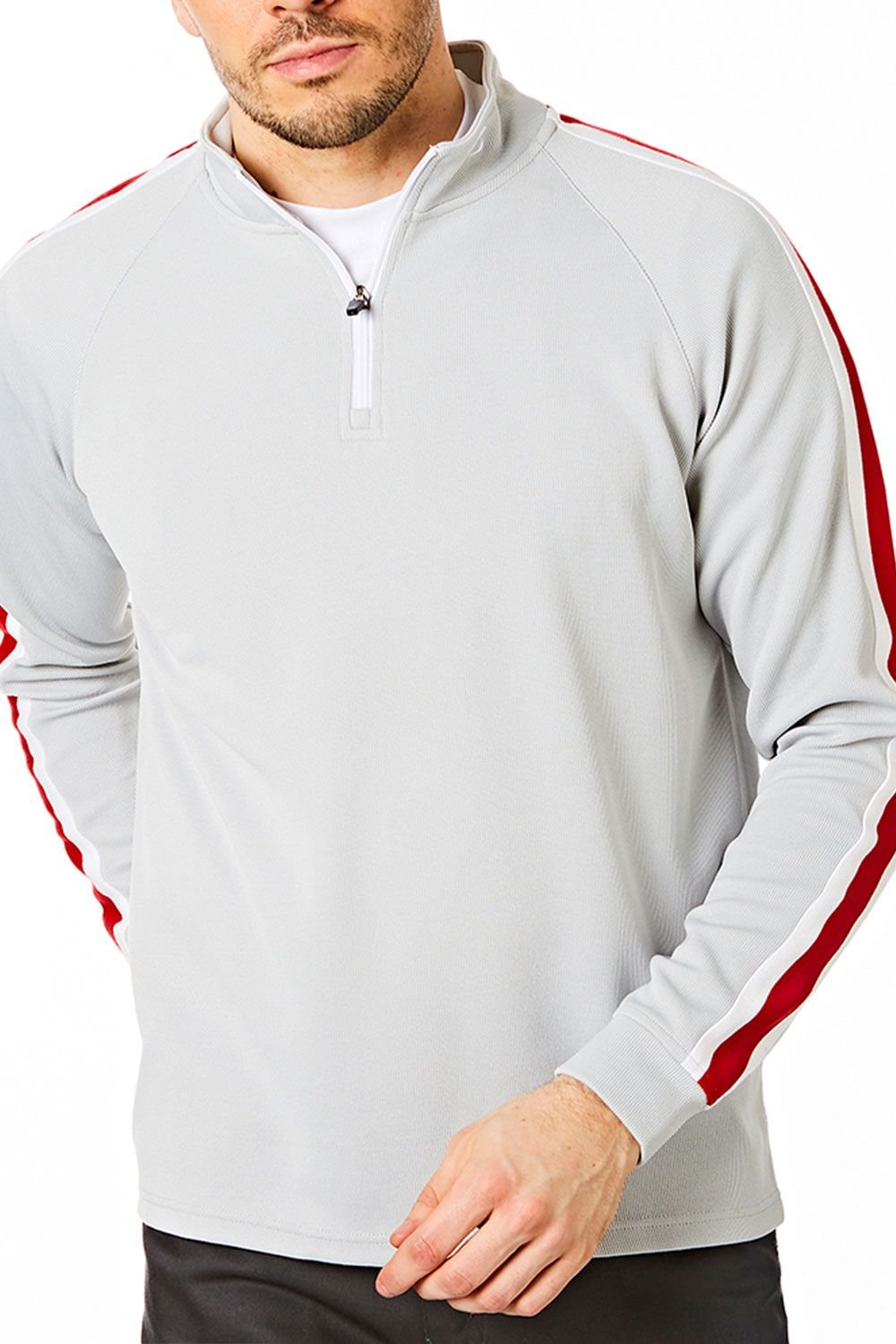 Under Par Under Par Men's Zip Neck Rib Mid Layer in Grey - 2