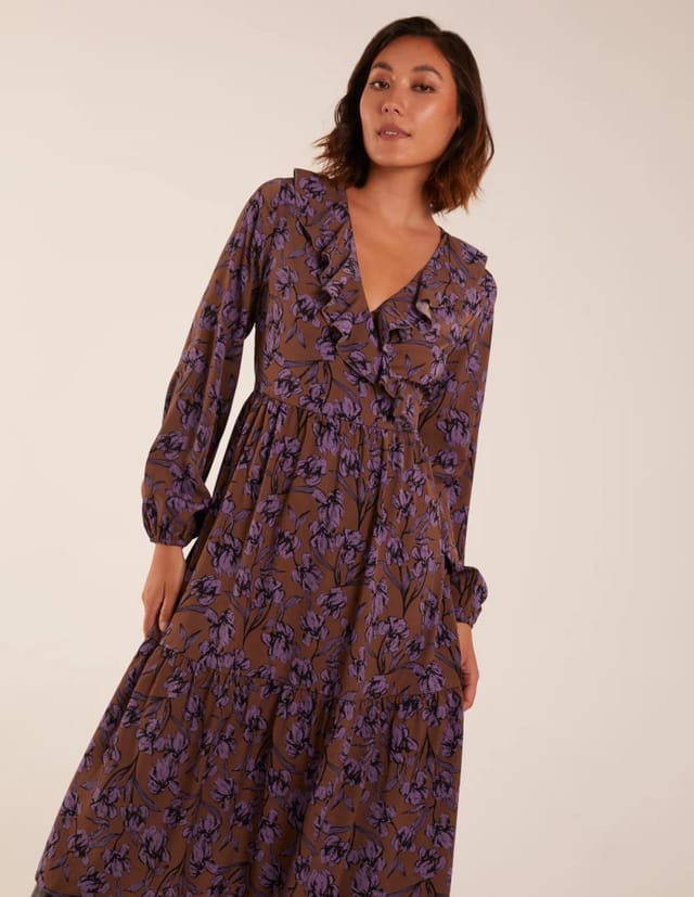 Blue Vanilla Ruffle Wrap Midi Dress - 2