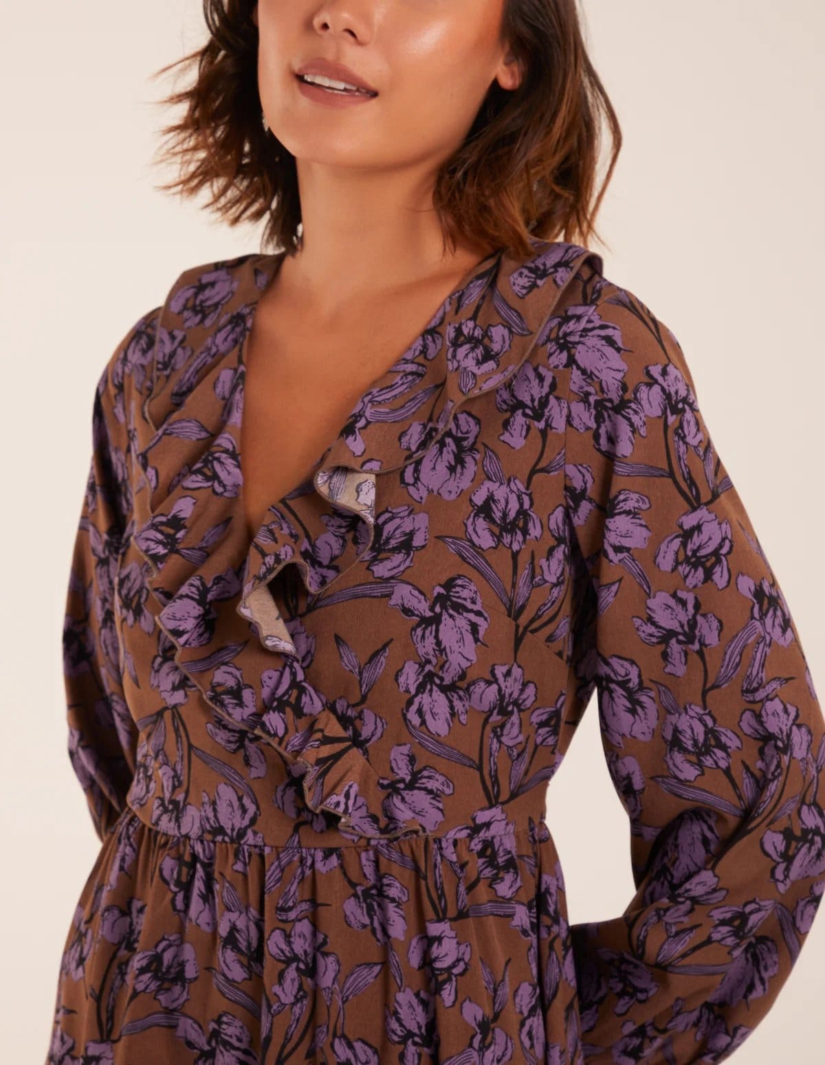 Blue Vanilla Ruffle Wrap Midi Dress - 4