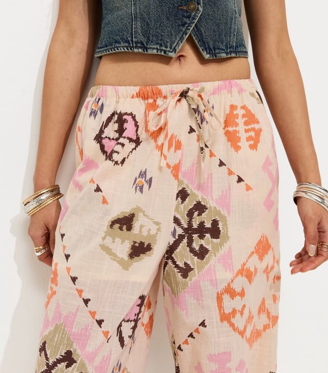 New Look Women's Multicolour Cotton Printed Cuffed Trousers New Look - 2