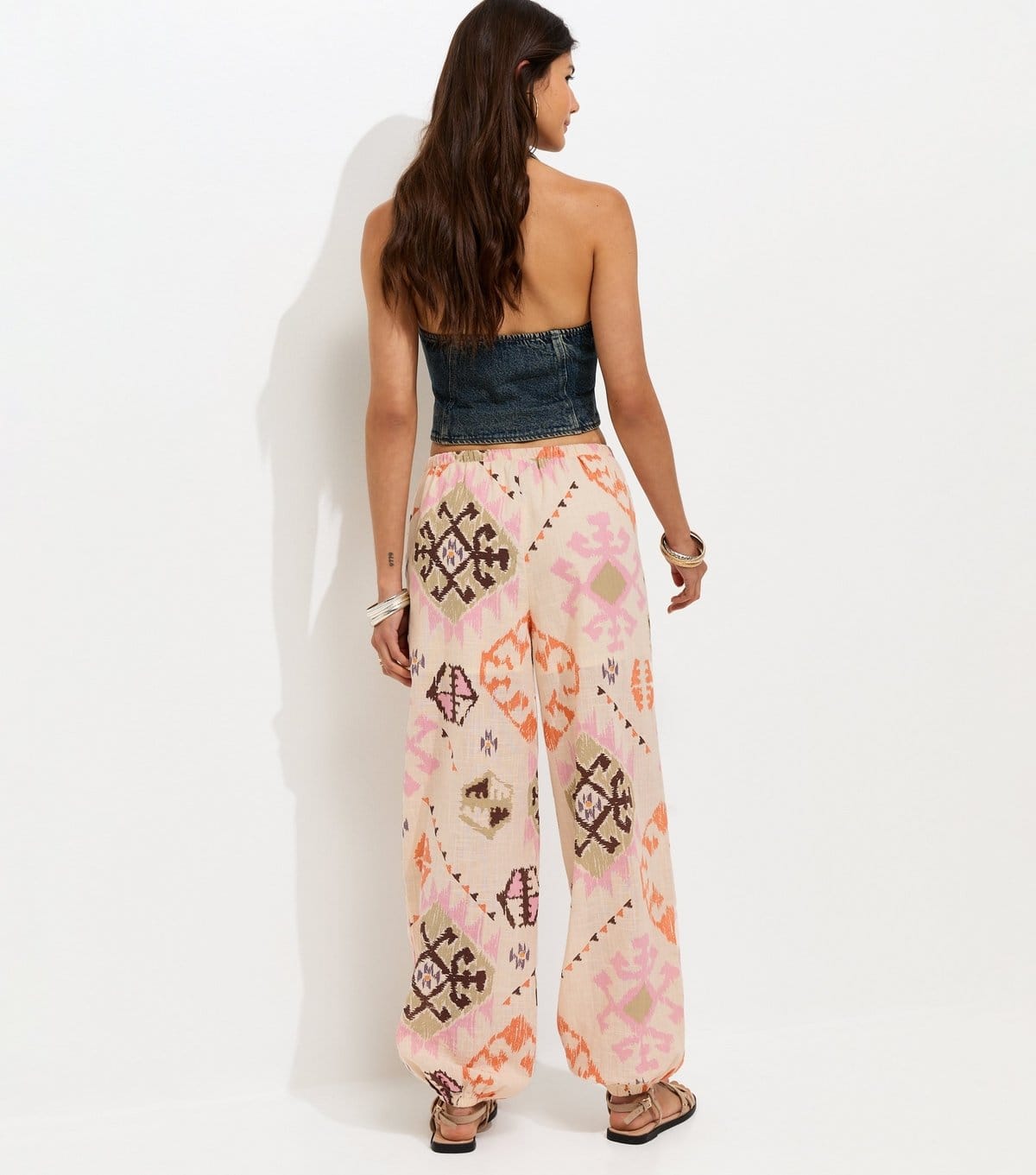 New Look Women's Multicolour Cotton Printed Cuffed Trousers New Look - 4