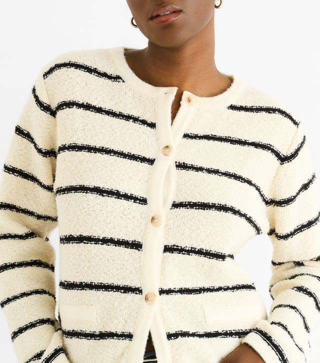 Gini London Women's Cream Striped Cardigan Gini London New Look - 2