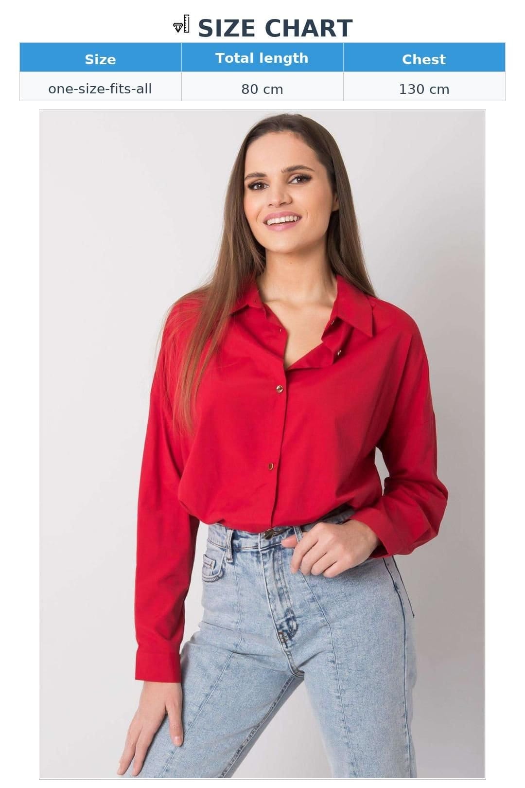 Love Lace Love Lace Women's Casual Extended Button Down Long Sleeve Shirt in Red - 4