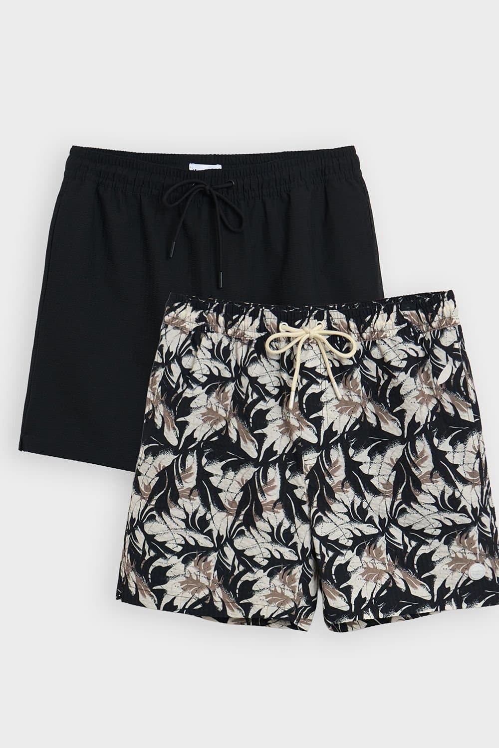 Threadbare Threadbare Men's 2-Pack Seersucker Swim Shorts in Black