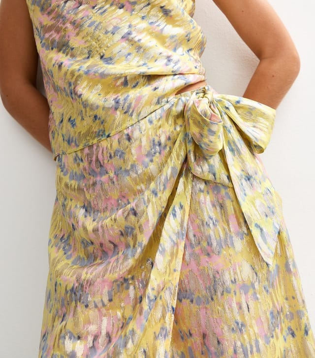New Look Women's Multicolour Metallic Jacquard Wrap Midi Skirt New Look - 2