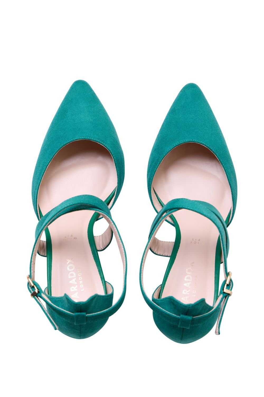 Paradox London Paradox London Women's Micro Suede 'Ffion' Wide Fit Mid Block Heel Cross Strap Court Shoe in Green - 3
