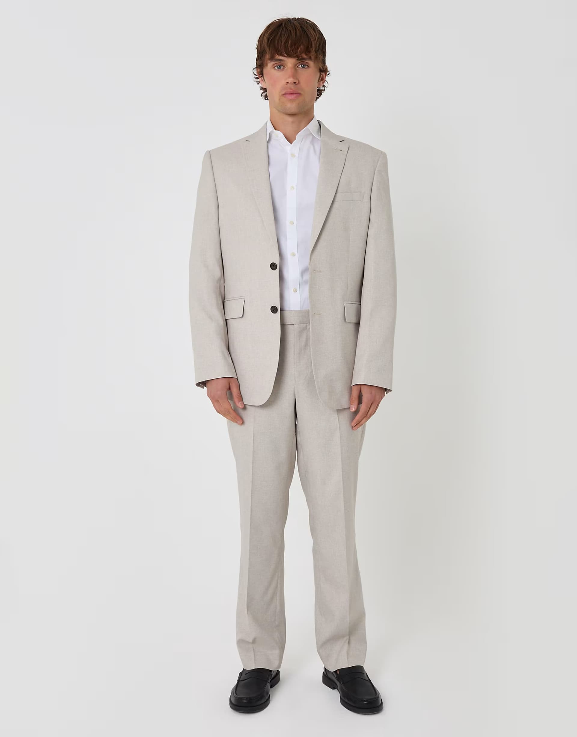 ASOS Threadbare regular fit lightweight suit in stone