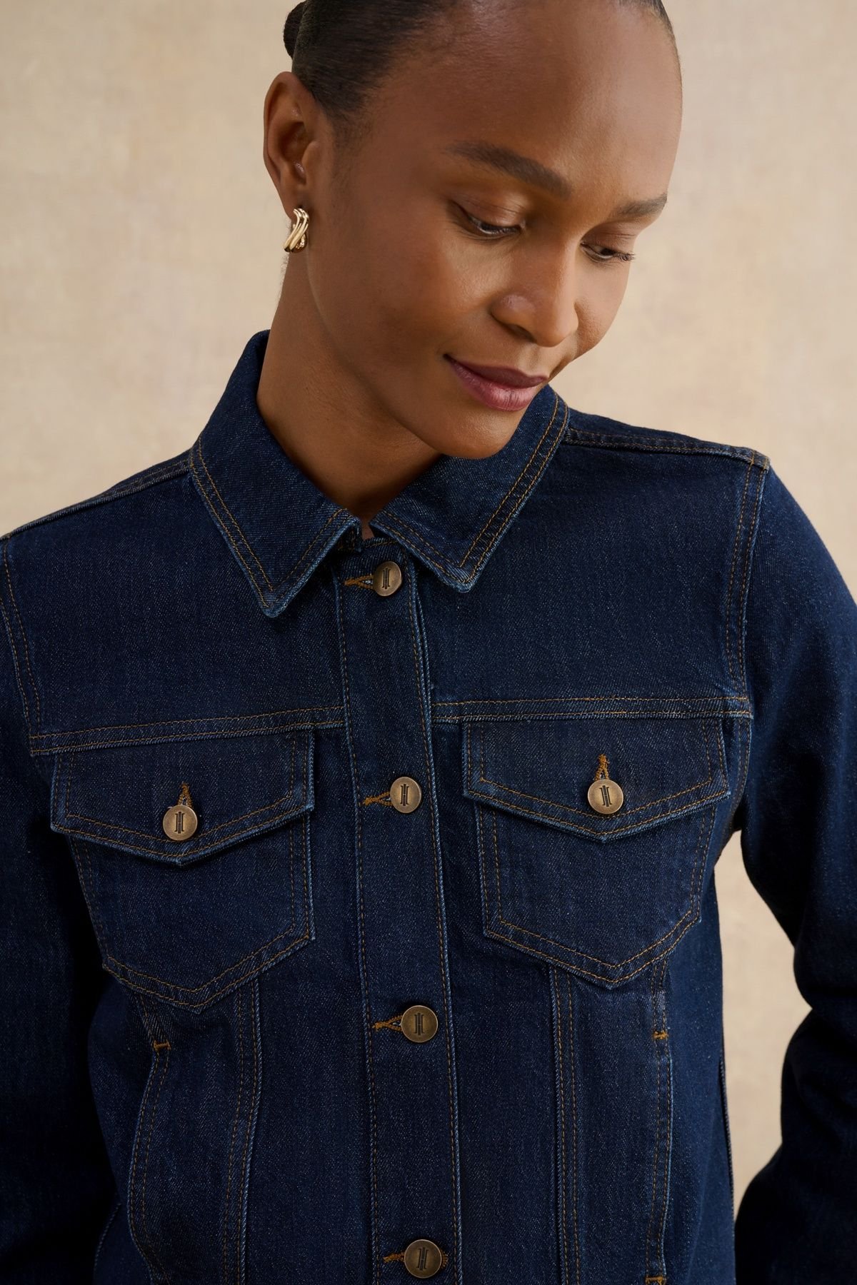 Hobbs London Hobbs London Women's Vivienne Denim Jacket in Dark Navy - 3