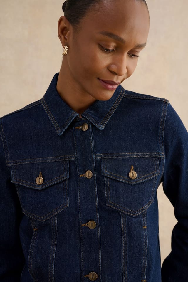 Hobbs London Hobbs London Women's Vivienne Denim Jacket in Dark Navy - 3