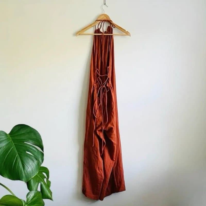 ASOS Design Asos rust halter wide leg jumpsuit Size 10