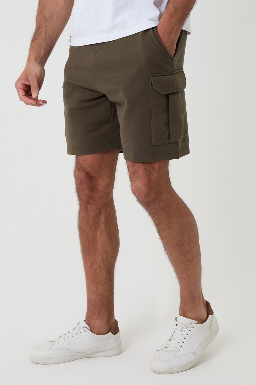 Threadbare Threadbare Men's Cargo Sweat Shorts in Khaki