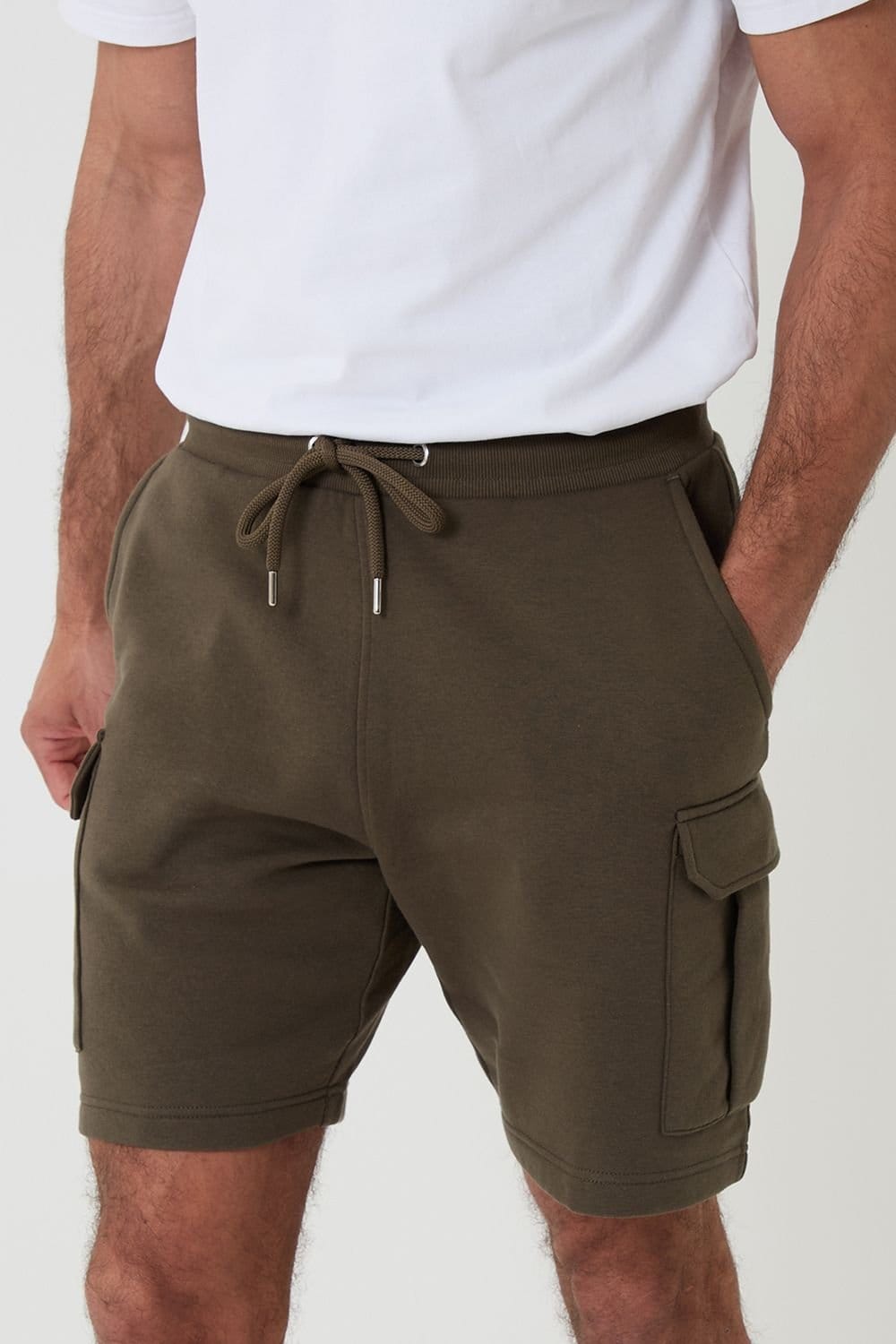 Threadbare Threadbare Men's Cargo Sweat Shorts in Khaki - 4