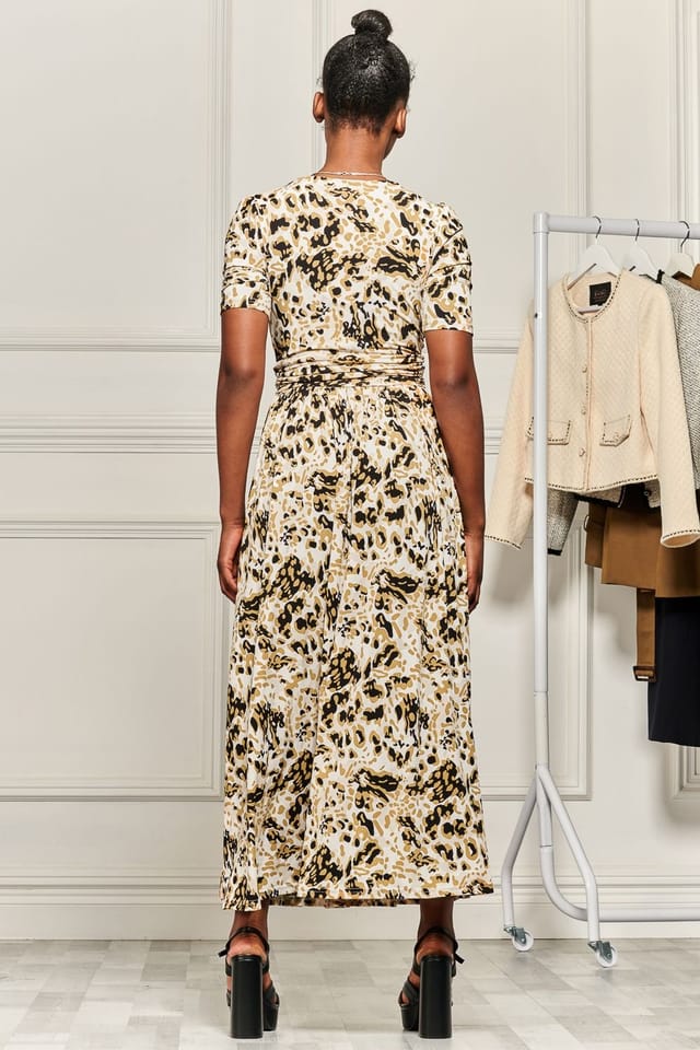 Jolie Moi Jolie Moi Women's Wrap Front Jersey Maxi Dress in Cream - 2