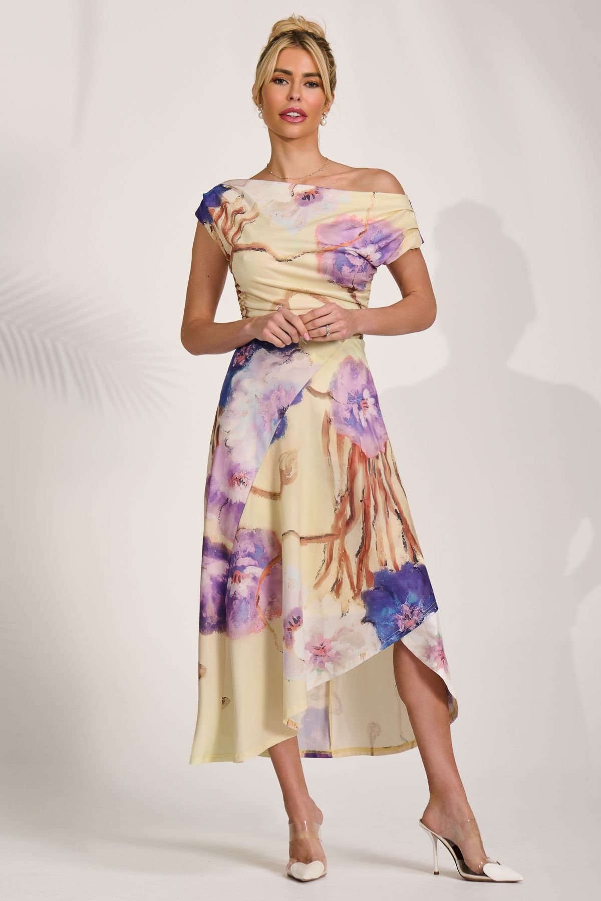 Jolie Moi Jolie Moi Women's Draped Asymmetric Jersey Midi dress