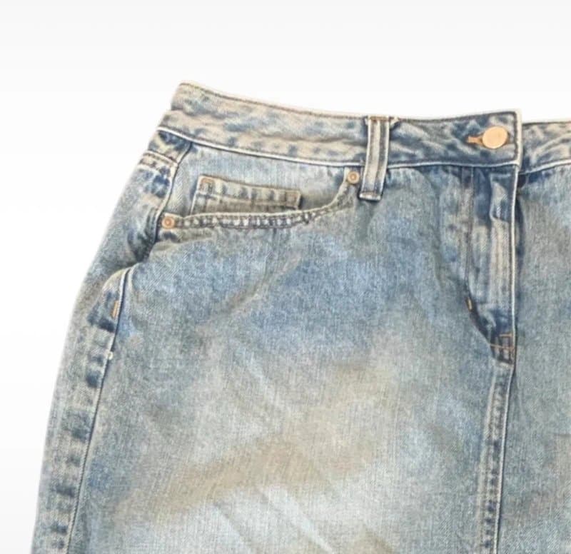 Next Next Y2K Denim Blue Midi Skirt Size 14 Denim Pockets Summer Ready