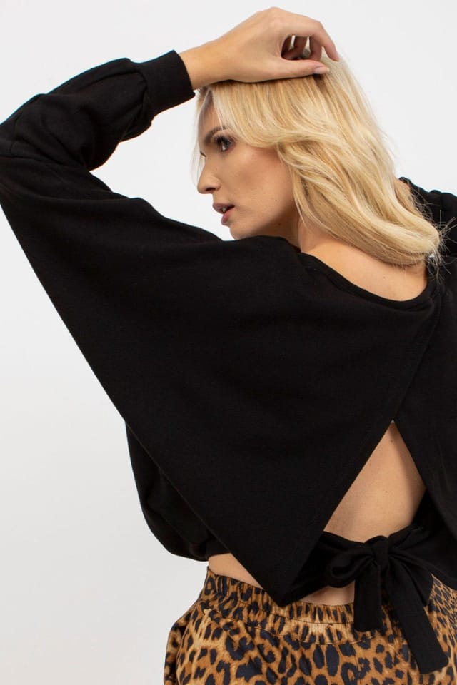 Love Lace Love Lace Women's Boat Neck Long Sleeve Sweater in Black - 3