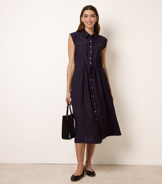 Blue Vanilla Women's Navy Utility Dress Blue Vanilla New Look - 2