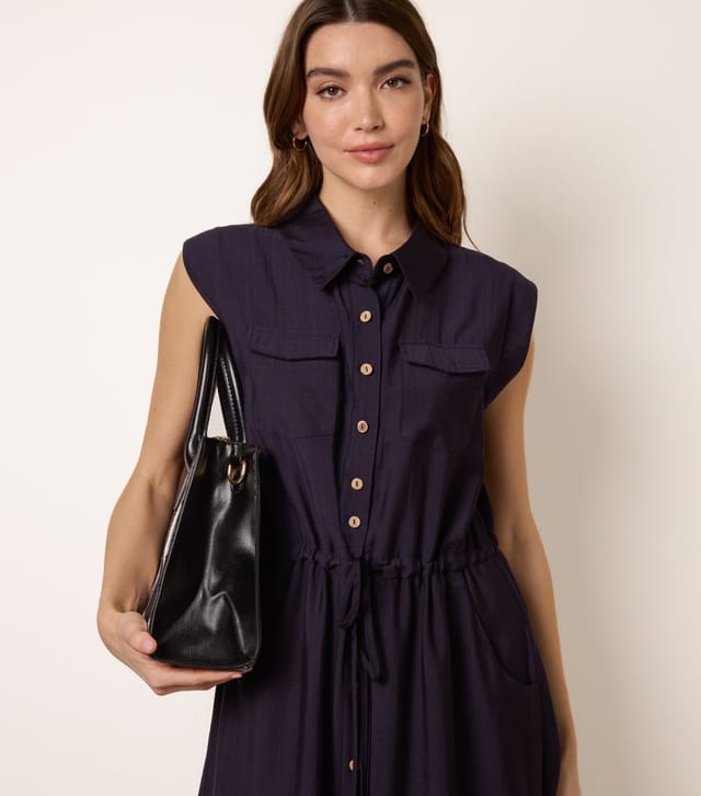 Blue Vanilla Women's Navy Utility Dress Blue Vanilla New Look - 3